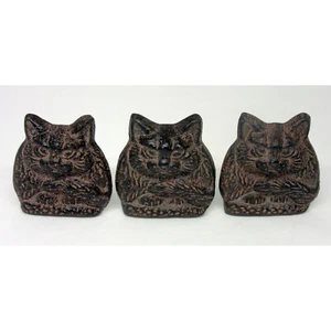 Cast Iron Cat Figurines Telle 2007  2-1/2" Set of 3 - Picture 1 of 4