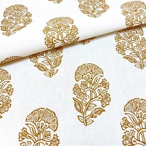 1173. BURNT ORANGE BLOCKPRINT 100% Baumwollstoff. Preis pro 1/2 Meter - Bild 1 von 7