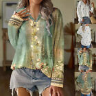 Womens V-Neck Floral Casual Blouse Party T-Shirt Long Sleeve Baggy Tunic Tops US