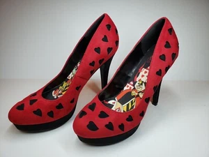 Alice In Wonderland Heels Queen Of Hearts Red Black Size 8 Disney - Picture 1 of 11