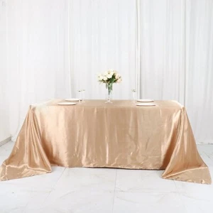 Nude 90x132" RECTANGLE Satin TABLECLOTH Wedding Party Home Banquet Linens Home - Picture 1 of 8