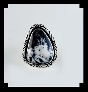Handcrafted Sterling and White Buffalo Ring Size 8 1/2 - Picture 1 of 6