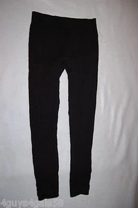 Girls Leggings BLACK CABLE KNIT Ribbed Cuff Waistband S-M - Picture 1 of 1