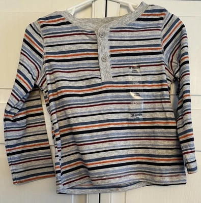 Set camicia/pantaloni First Impressions 24M grigio a righe - Immagine 1 di 4