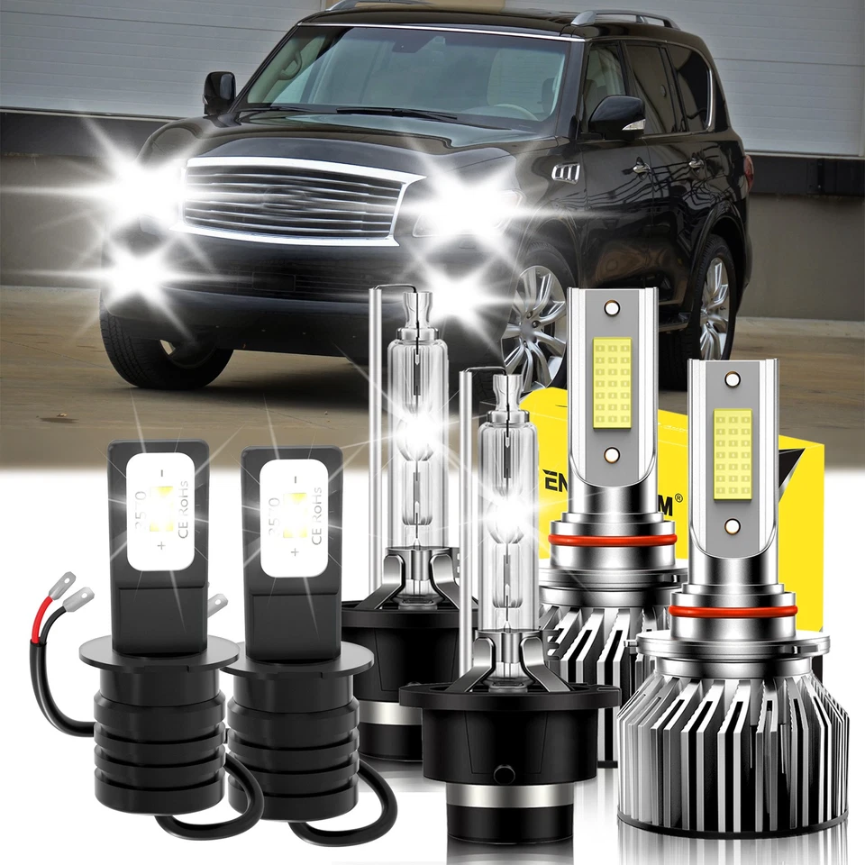 Kit de luces antiniebla bombilla faro LED HID haz alto y bajo para Infiniti QX56 2004-2009 2010 Foto 1 de 4