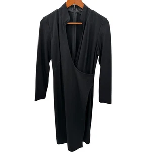 Etcetera Black Faux Wrap Black Collared Knee-Length Long Sleeve Dress // 6 - Picture 1 of 11