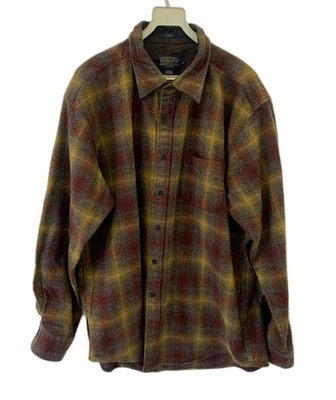 Pendleton Lodge Wool Plaid Shirt Mens XL Brown Red Yellow Button Front USA #C14 - Image 1 of 4
