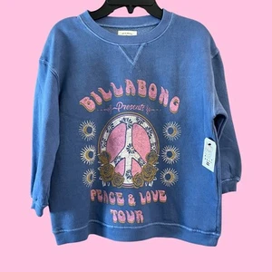 Billabong Sweatshirt Girls Size 4 Blue Fleece Pullover Making Waves Graphic NEW - Picture 1 of 20