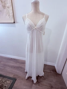 Neu mit Etikett Oscar de La Renta Pink Label Nachthemd weiß rose durchsichtig Spitze Love Note Gr. M - Bild 1 von 11