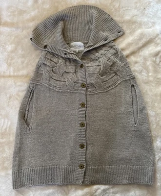 Cárdigan Rachel Roy tejido avena con capucha suéter botones de metal mezcla de lana talla M Foto 1 de 4