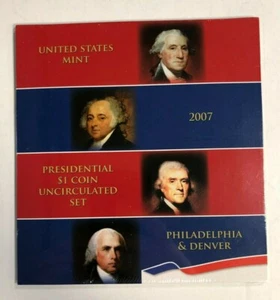 NEW Official U.S. Mint 2007 P D Presidential Dollar $1 Uncirculated 8 Coin Set - Picture 1 of 2
