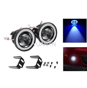 2* Blue Halo Ring Angel  LED Projector Lamps  For Driving DRL Lights Fog Lights= - Imagen 1 de 9