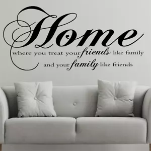 Large Wall Sticker Quote Treat Friends Like Family High Quality Cut Matt Vinyl  - Picture 1 of 4