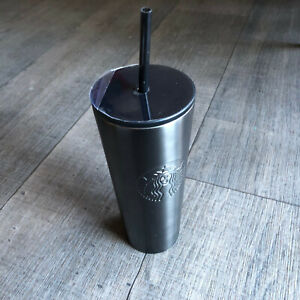 NWT Starbucks Coffee Travel Mug Cup Thermos Silver Metal Grey NEW