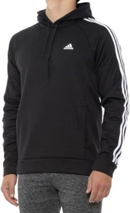 Adidas Men's Size XL 3-Stripe Fleece Pull On Hoodie Black/White H09262 NWT - Picture 1 of 4