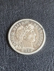 1899 US United States 10 cents 0.900 silver coin Barber Dime - Picture 1 of 2