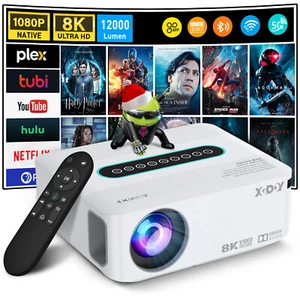 8K Projector 1080P 230 ANSI Lumen 3D 5G WiFi Bluetooth Video Home Theater HDMI - Picture 1 of 12