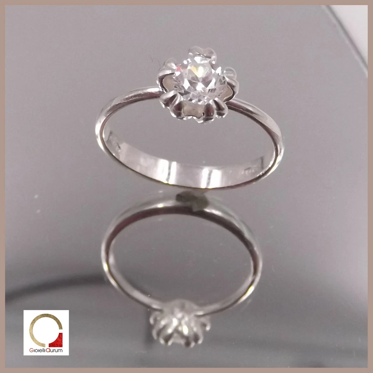 Anello Solitario Rotondo Da 3 Carati, Anello Di Fidanzamento, Anello Di Promessa - 6 Punte - Diamante Stimolante CZ - Argento Sterling - Italia - Foto 3