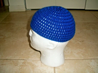 AZUL REAL Adulto Hecho a Mano Crochet Calavera Gorra Kufi Gorro Harley Ciclistas Topi Foto 1 de 4