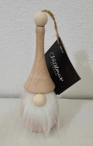 Gnome Christmas Tree Ornament Wooden Unfinished 5.5" High White Beard Boho Decor - Picture 1 of 2