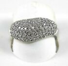Natural Round Diamond Cluster Curve Wide Lady's Ring Band 14k White Gold 1.00Ct