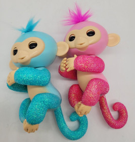Fingerlings Glitter Monkey Pink Rose & Blue Quincy lot