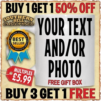 SOUTHERN BELL CUSTOMISED Personalised Photo Mug Custom Cup Text Image Name Logo Christmas Gift Birthday