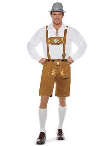 Lederhosen Deluxe Oktoberfest Alpine German Bavarian Adult Mens Costume OS