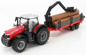 1/50 BURAGO - MASSEY FERGUSON - 8740S TRACTOR + TREE FORWARDER AND WOOD 18-31659 - Foto 1 di 1