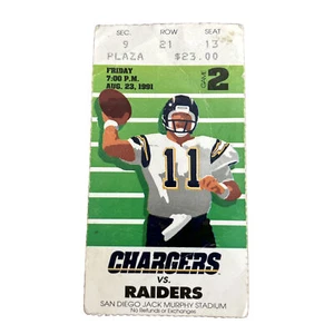 Aug 23 1991 San Diego Chargers v Los Angeles Raiders Preseason NFL Ticket Friesz - Picture 1 of 3