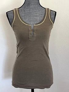 Jeremiah Brand Women's Cotton Scoop Neck Button Henley Tank Top, Bark Brown, S - Picture 1 of 24