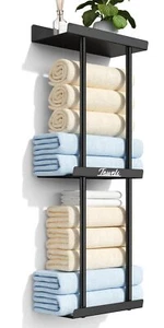 Wall Mounted Towel Racks For Bathroom - Storage Black Holder Rolled Towels - Picture 1 of 7