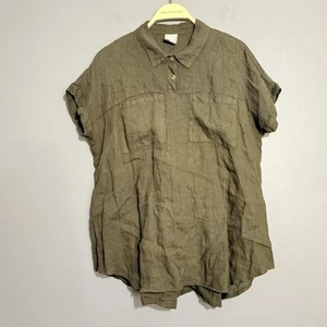 Pure Match USA Linen Blouse Shirt Women Size M Relax Casual Loose Lounge Button - Picture 1 of 12