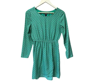 J.Crew Dress Womens 6 Green Tulip Hem Geometric Shift Ladies Causal - Picture 1 of 9