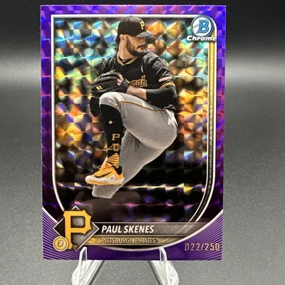 🔥Paul Skenes 2025 Bowman 铬紫色几何折射器 /250 海盗 #30 — 第 1/4 张图片