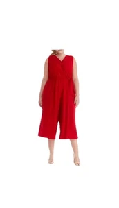 ROBBIE BEE Cropped-Overall Übergröße Surplice seitlich zum Binden ROT Größe 2X - Bild 1 von 6