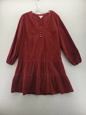 Vestido para mujer Time And Tru L 12-14 rojo pana pulóver en capas manga larga nuevo Foto 1 de 4