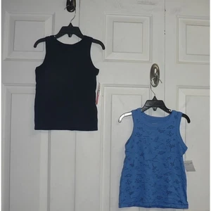 Joe Fresh Boys 2 Pack Sleeveless Cotton Tank Tops Blue Dinosaur & Navy Size 3 - Picture 1 of 4