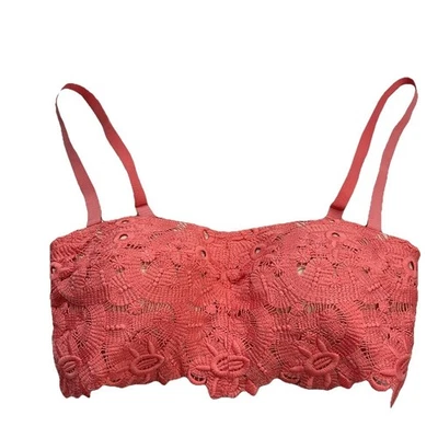Aerie / Sujetador ~ Bralette ~ Bandeau / Correas Extraíbles / Encaje Crochet / Coral Pequeño Foto 1 de 4