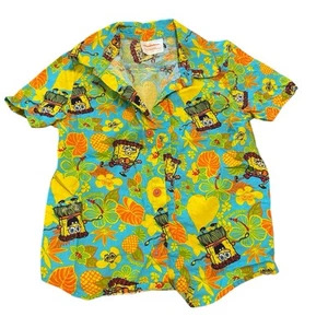 SpongeBob SquarePants Kids Hawaiian Button-Up Shirt Size 4 - Picture 1 of 5