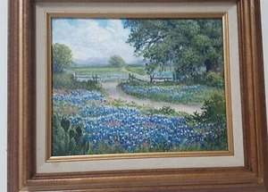 Bluebonner Künstler Bonnie Dicksonn Original Öl "Spring Trails - 8" x 10" - Bild 1 von 7