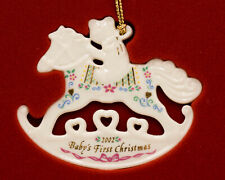 2002 Lenox Baby's First Christmas Rocking Horse Bear Porcelain Ornament w Box #2