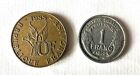 France 1 & 10 Franc Coins (1959 & 1988) - Old French Coins Republique Francaise