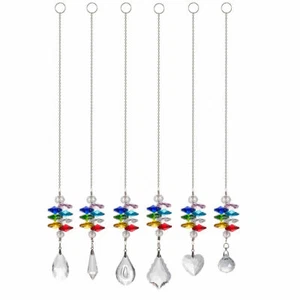 Set 6 Colorful Octagon Beads Crystal Suncatcher Pendant Rainbow Wedding Decor - Picture 1 of 4