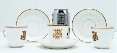 SET 3 PORCELAIN CUP & SAUCERS CRISTAUX GRAND DEPOT17 rue  Drouot E BOURGEOIS  - Image 1 of 4