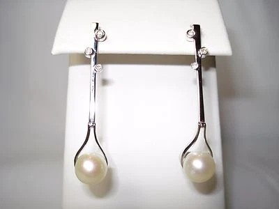 14K diamond pearl earring - Изображение 1 из 4