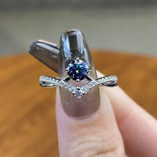 2Ct Round Cut Simulated Alexandrite Engagement Curved Ring 14K White Gold Plated