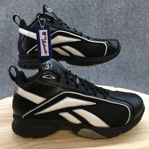 Reebok Shoes Mens 8 Vero Baseball Cleat Black Faux Leather Round Toe Mid Top NEW - Picture 1 of 17