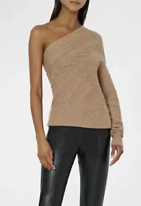 Milly Women's Brown One-Shoulder Cable Sweater Size M $295.00 - Picture 1 of 4