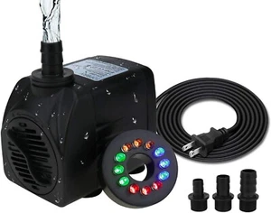 400 GPH Submersible Fountain Pump (1800L/H, 25W), Ultra Quiet 12 LED Colorful Pu - Picture 1 of 11